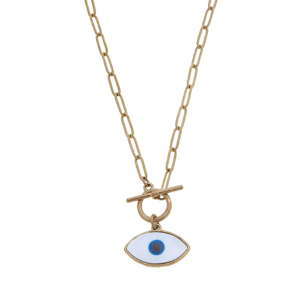 Everly Paperclip Chain Evil Eye Talisman Necklace