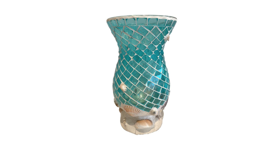Blue Glass Vase with Shells