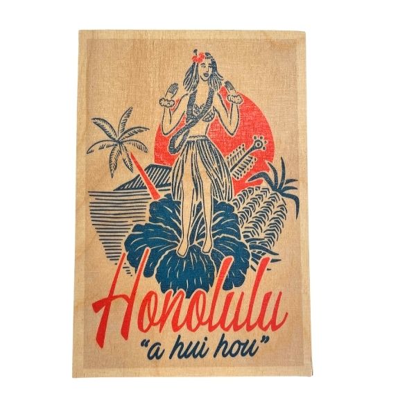 Honolulu Wooden Postcard