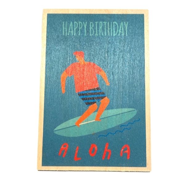 Aloha Surfer Wooden Postcard