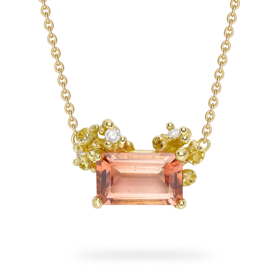 Emerald Cut Pink Tourmaline Necklace