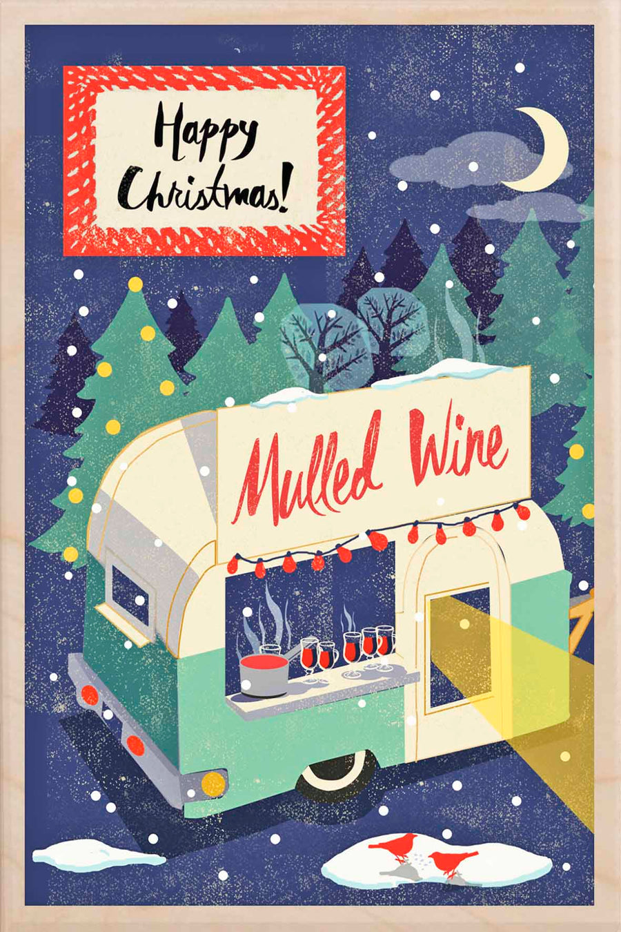 Mulled Wine Wooden Christmas Card