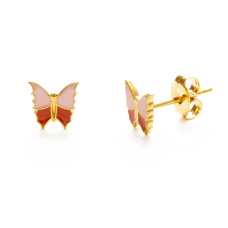 Spring Butterfly Stud Earrings - Pink/Orange