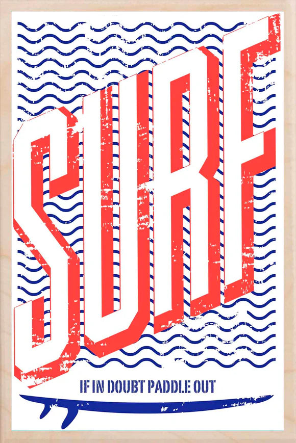 Surf - If In Doubt Paddle Out Wooden Postcard